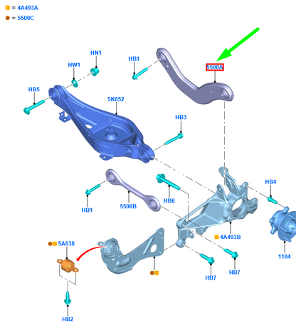 new ford focus mk4 c519 rear suspension arm assy jx61-5500-aea 2216285 original