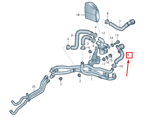NEW VW TOURAN 5T ENGINE COOLANT HOSE 5QA815369B ORIGINAL