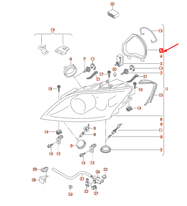NEW AUDI TT 8J FRONT RIGHT HEADLIGHT COVER CAP 8J0941158 ORIGINAL