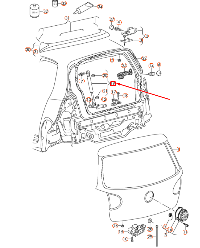 NEW VOLKSWAGEN GOLF MK6 REAR LID GAS FILLED STRUT 5K6827550D ORIGINAL