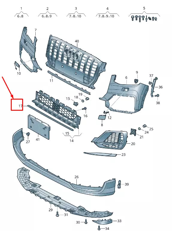 NEW AUDI Q2 GA FRONT CENTER BUMPER TRIM 81A853643BTB2