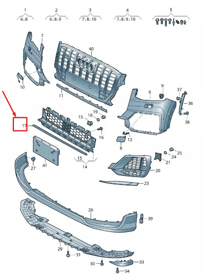 NEW AUDI Q2 GA FRONT CENTER BUMPER TRIM 81A853643BTB2