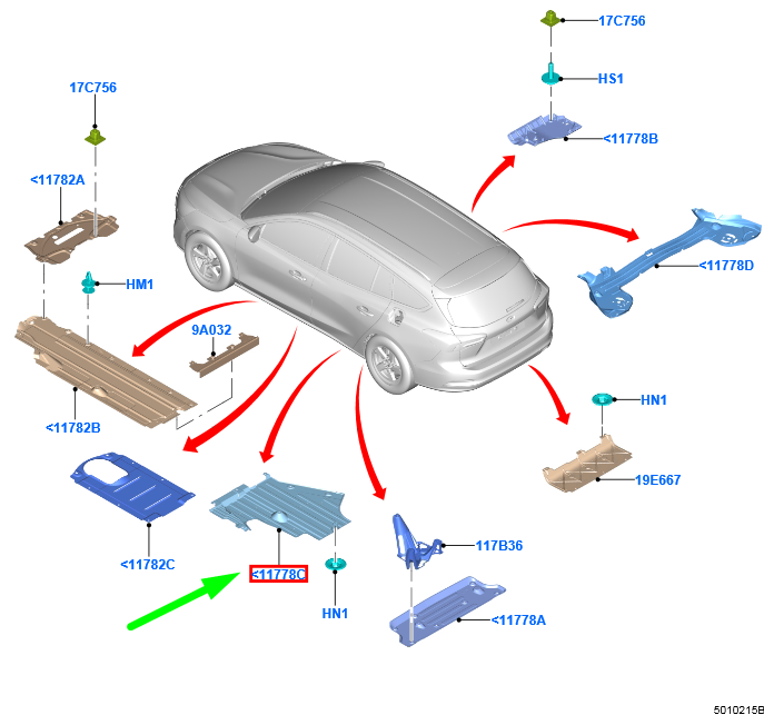 new ford focus mk4 undertray splash guard rear 2233764 jx6b-9d183-ab original