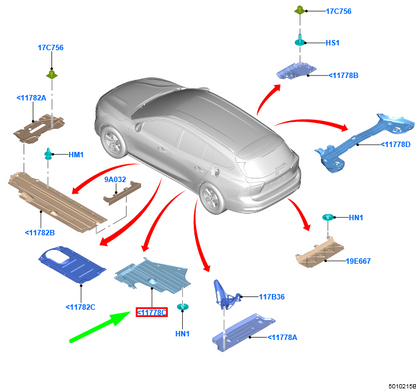 new ford focus mk4 undertray splash guard rear 2233764 jx6b-9d183-ab original