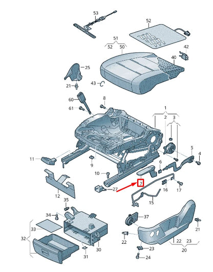 NEW VW SHARAN 7N FRONT SEAT HEIGHT ADJUST. HANDLE 5N0882251A95T