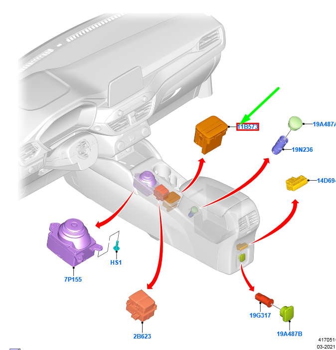 new ford kuga mk3 console button assy 2444312 lj6t-11b573-eb3ja6 original