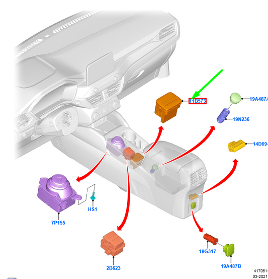 new ford kuga mk3 console button assy 2444312 lj6t-11b573-eb3ja6 original