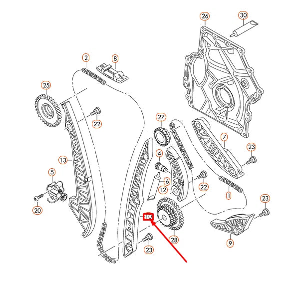 NEW AUDI A3 8P TIMING CHAIN GUIDE RAIL 06H109469AP ORIGINAL