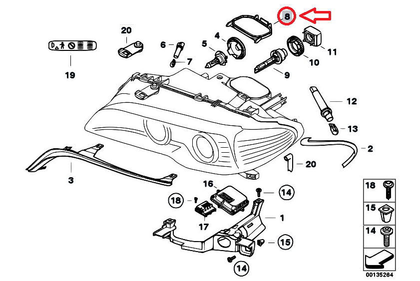 new bmw 3 coupe e46 headlight high beam cover 63126934753 6934753 original