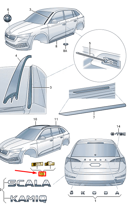 new skoda scala front right fender decorative film 658853042iz6 original