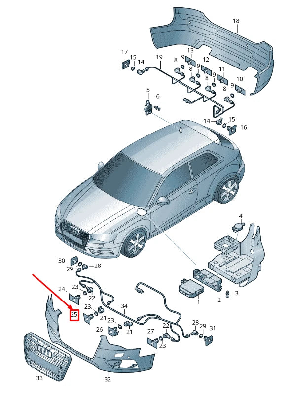 NEW AUDI A3 8V FRONT RIGHT BUMPER PARK SENSOR BRACKET 8V5919268B1RR ORIGINAL