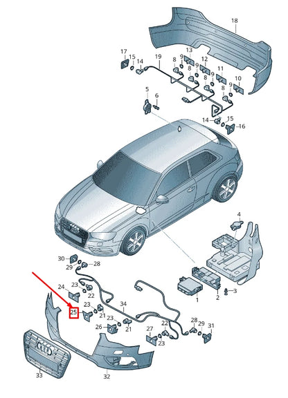 NEW AUDI A3 8V FRONT RIGHT BUMPER PARK SENSOR BRACKET 8V5919268B1RR ORIGINAL