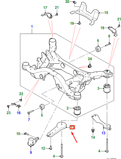new jaguar e-pace x540 rear subframe frame to body	plate j9c28567 original