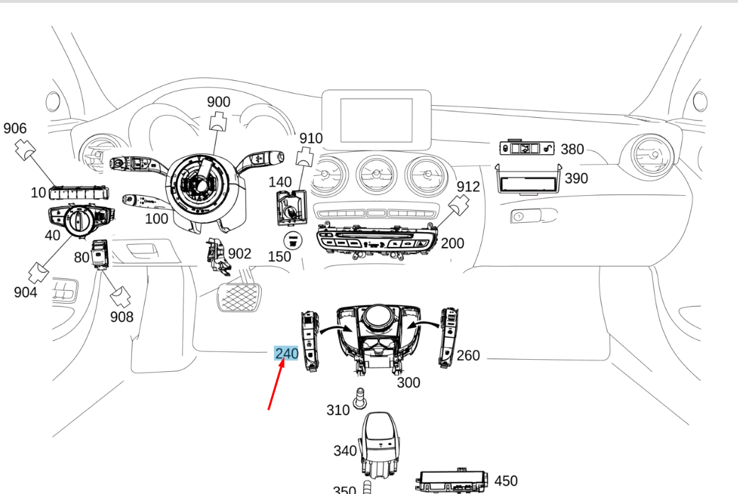 NEW MB C W205 AMG LEFT LOWER CONTROL PANEL SWITCH BLOCK A2059059608 ORIGINAL