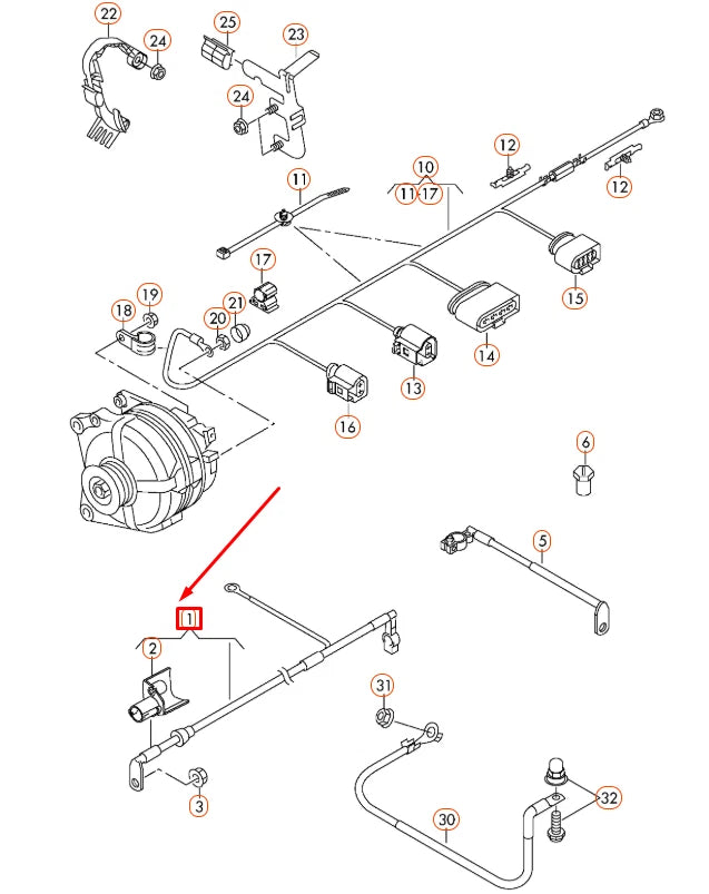 NEW AUDI Q3 8U POSITIVE BATTERY CABLE 1K0971228L ORIGINAL