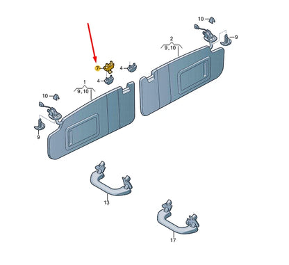 NEW VOLKSWAGEN UP SUN VISOR RETAINER 1S0857561Y20 ORIGINAL
