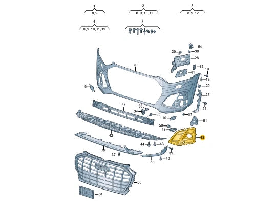 NEW AUDI Q5 FY FRONT BUMPER RIGHT AIR GUIDE GRILLE 80F807680COX