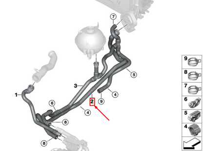 new bmw x4 f26 engine coolant feed hose 64219305618 original