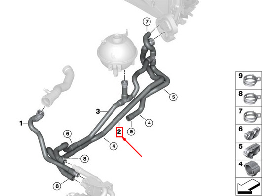 new bmw x4 f26 engine coolant feed hose 64219305618 original