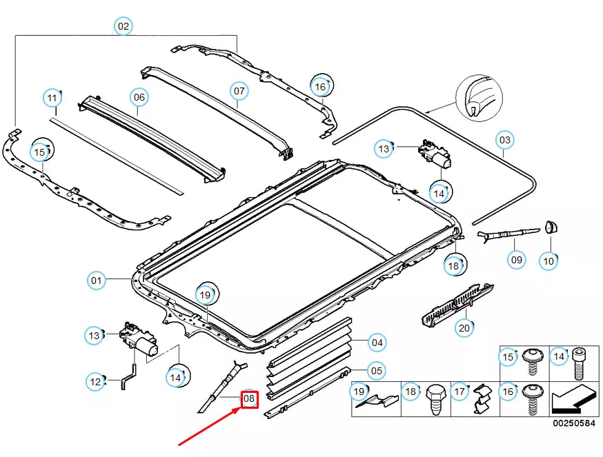NEW BMW X5 E53 FRONT SUNROOF DRAIN HOSE 54137000495 7000495 ORIGINAL