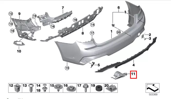 NEW BMW 3 G20 G28 M REAR LEFT EXHAUST PIPE TIP 51128093303 ORIGINAL