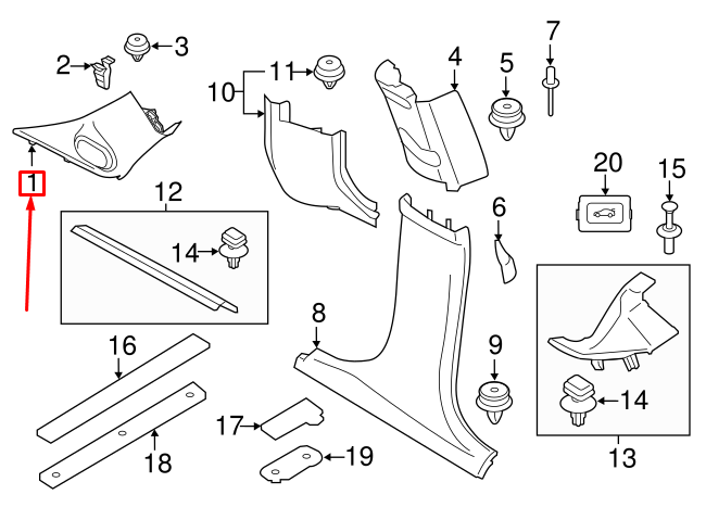 new mini cooper f55 right a-pillar hifi trim 51437408008 7408008 original