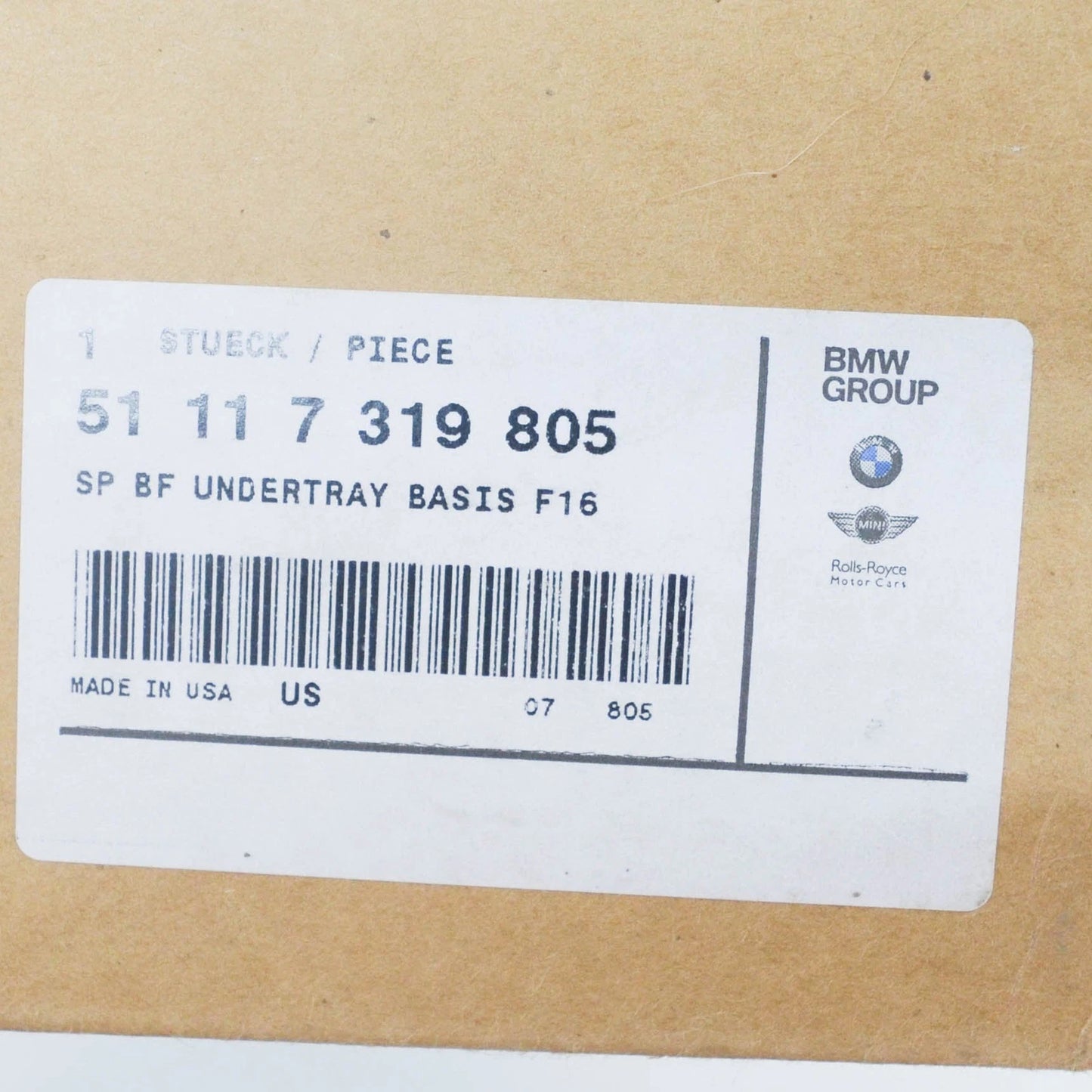 NEW BMW X6 F16 FRONT BUMPER COVER TRIM 51117319805 7319805 2016 ORIGINAL