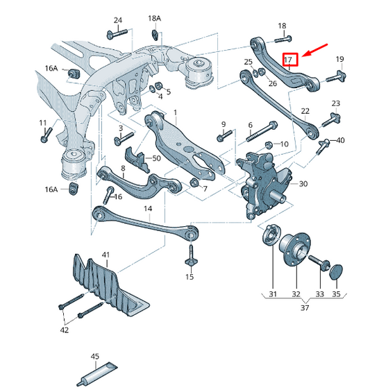 new audi q5 fy rear left upper wishbone arm 4m0505397l original