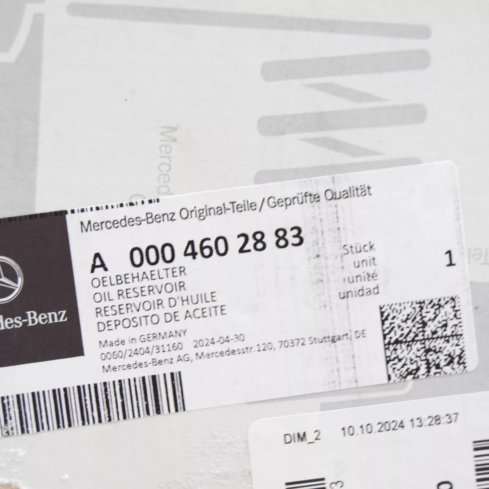 NEW MERCEDES BENZ VIANO W639 POWER STEERING RESERVOIR A0004602883 ORIGINAL