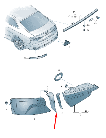 NEW AUDI A5 8W6 REAR RIGHT TAILLIGHT TRIM 8W6945254 ORIGINAL