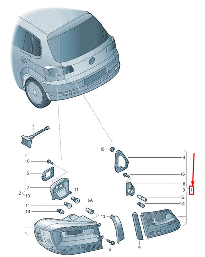 NEW VW TIGUAN 5N REAR LEFT INNER TAILLIGHT 5N0945093J ORIGINAL