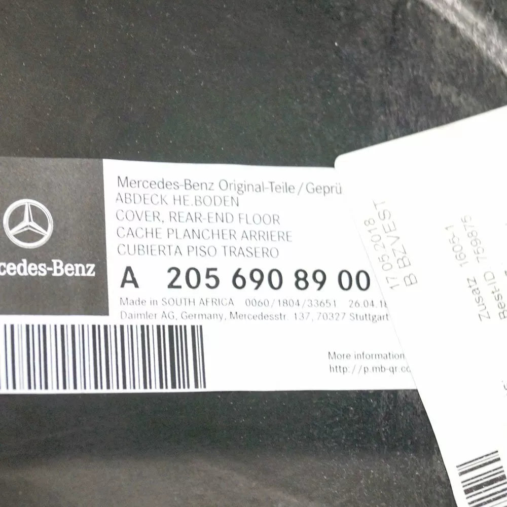 NEW MERCEDES-BENZ C W205 REAR END FLOOR COVER PANEL A2056908900 ORIGINAL