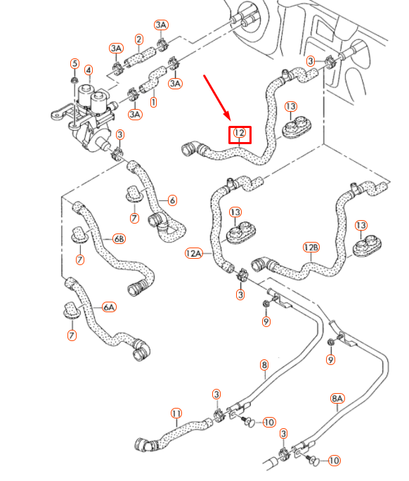 NEW AUDI A6 C6 RETURN HEATING HOSE 4F0819373G ORIGINAL