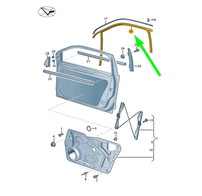 NEW VOLKSWAGEN TIGUAN MK1 FRONT RIGHT DOOR WINDOW GUIDE 5N0837432G5AP ORIGINAL