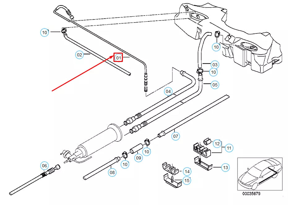 NEW BMW M5 E39 FUEL FEED LINE 16112228839 2228839 ORIGINAL