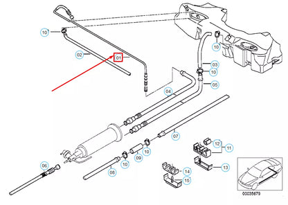 NEW BMW M5 E39 FUEL FEED LINE 16112228839 2228839 ORIGINAL