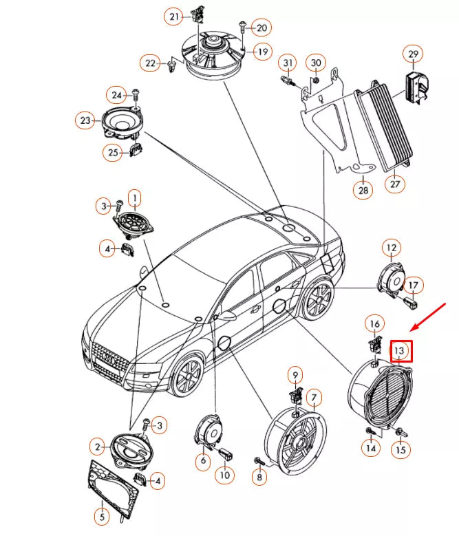 NEW AUDI A4 B8 REAR DOOR MID-RANGE BASS SPEAKER 8K0035411A ORIGINAL