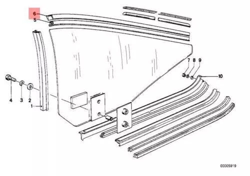 NEW BMW E24 COUPE GUIDE RAIL REAR LEFT 1843927 51361843927 ORIGINAL