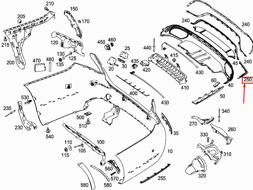 new mercedes-benz e w213 rear right bumper trim strip a2138854801 original