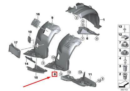 NEW BMW 3 E92 FRONT RIGHT INNER FENDER FRONT PART 51718045400 8045400 ORIGINAL