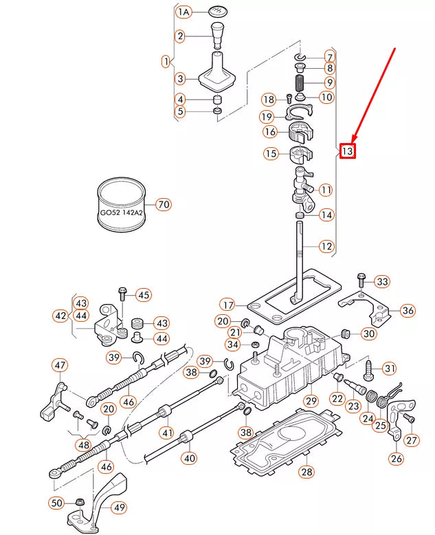 NEW VOLKSWAGEN BEETLE 9C GEARSHIFT LEVER 1J0711112E ORIGINAL