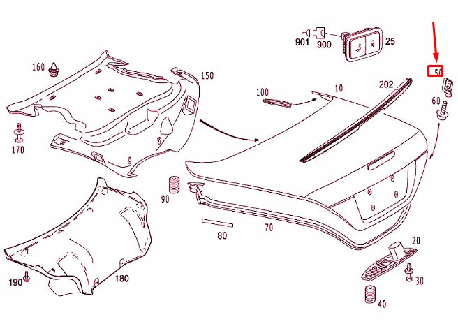 NEW MERCEDES-BENZ SL R230 REAR LID RIGHT END STOP A2307500226 ORIGINAL