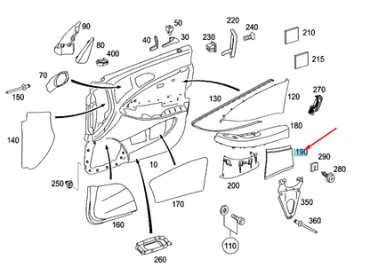 NEW MB CLS C219 FRONT LEFT DOOR TRIM PANEL FACING A21972705288K67 ORIGINAL
