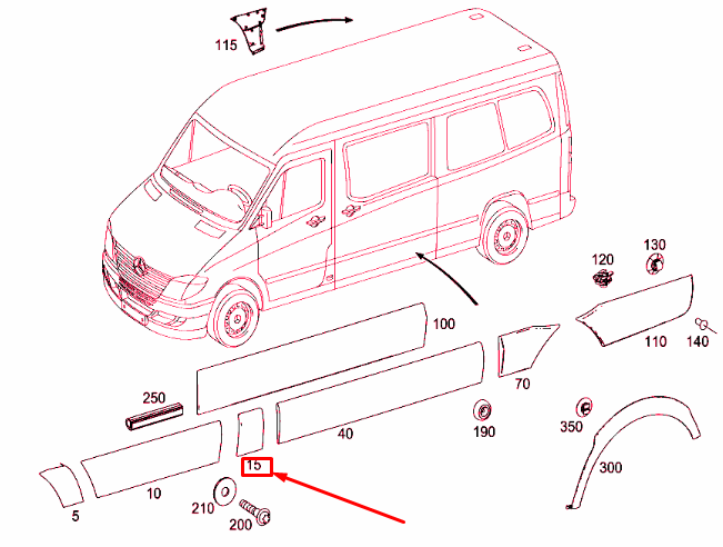 new mb sprinter 906 b-pillar left protective strip a90669430009b51 original