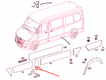 new mb sprinter 906 b-pillar left protective strip a90669430009b51 original
