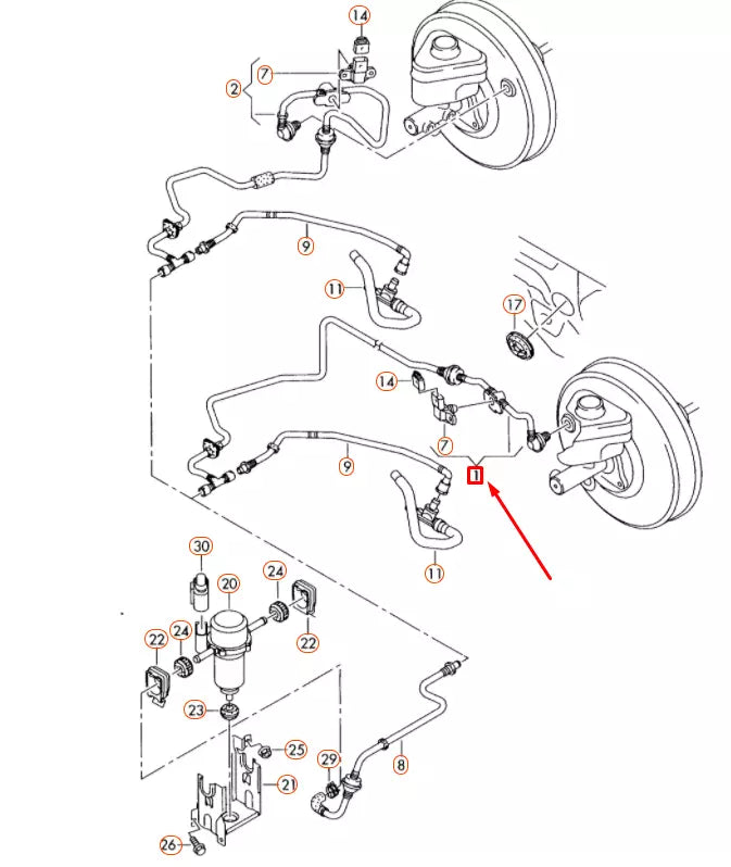 NEW AUDI Q7 4L BRAKE SERVO VACUUM PIPE NON-RETURN VALVE LHD 7L8611932H ORIGINAL