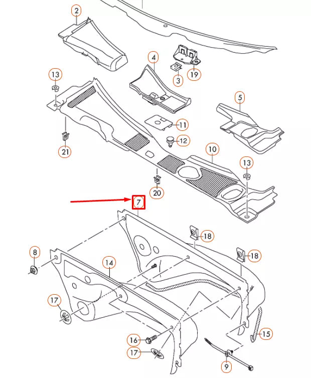 NEW AUDI A4 B8 FRONT PANEL COWL WATER BOX DEFLECTOR 8K0819523G ORIGINAL