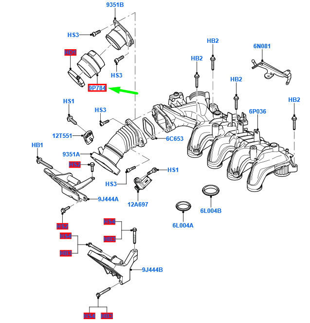 new ford focus mk2 inlet manifold hose connector 3m5q-9p784-bc 1496233 original