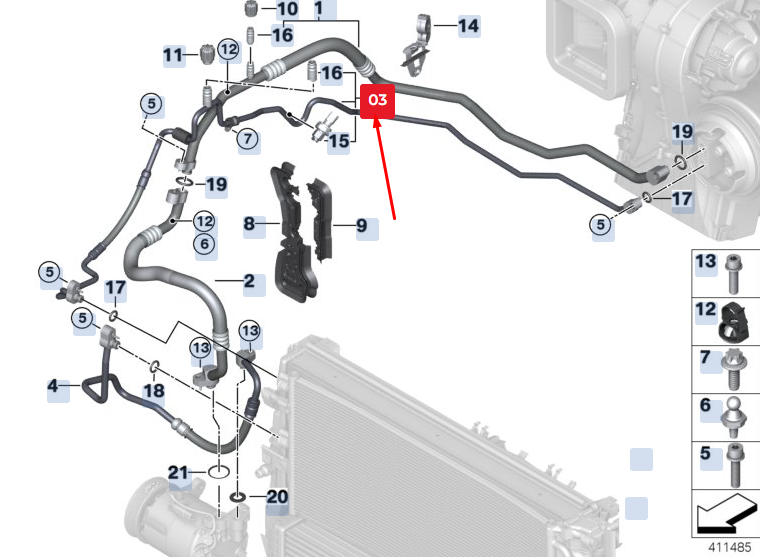new bmw x2 f39 condenser pressure hose 64536832952 6832952 original