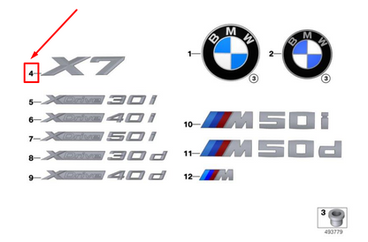 new bmw x7 g07 rear trunk model emblem 51148093999 8093999 original